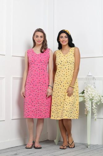 Short Nighty - Woolen, Size S to XXL, Multi Color | Anti UV, Anti Wrinkle, Plus Size, Quick Dry, Washable, Short Sleeves, Modern Design with Lace Decor