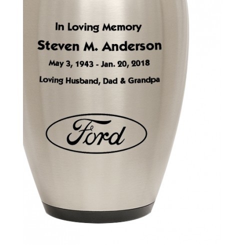 Black & Silver Ford Emblem Two Toned Car Urn