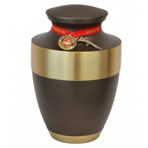 Brown & Gold Beautiful Marine Corps Master Brass Urn