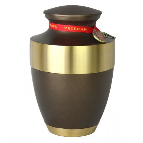 Brown & Gold Beautiful Marine Corps Master Brass Urn