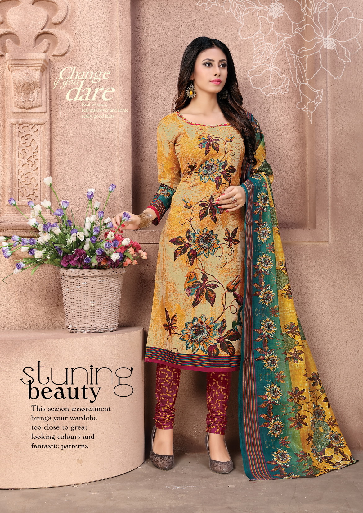 Ladies Cotton Suits - 100% Cotton Fabric Top 2.35 Mtr Bottom 2 Mtr Dupatta 2.25 Mtr Casual Grey Style