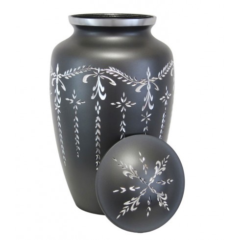 Black & Gold Beautiful Diamond Cut Pewter Urn