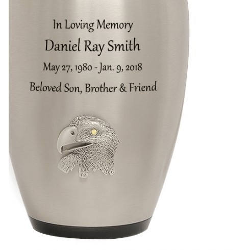 Silver Beautiful Eagle Head Pewter Urn