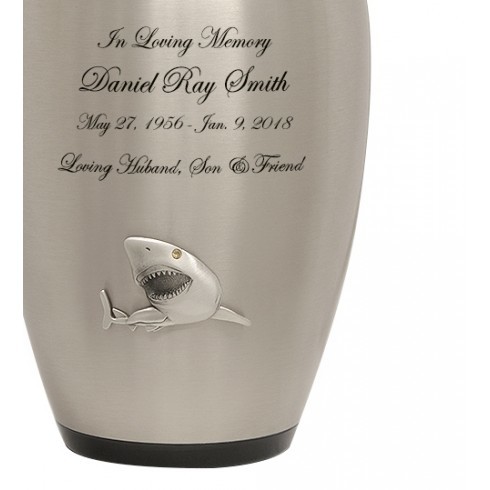 Silver Beautiful Shark Pewter Cremation Urn