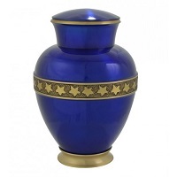 Gold Beautiful Stars Blue Brass Urn