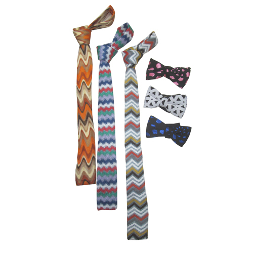 Mens Zig Zag Print Tie With Pocket Square