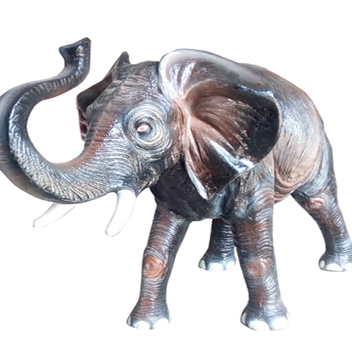 Fiber Elephant Statue - Fiberglass Material, Polished Gray Finish | Unique Outdoor Decor, Weather Resistant Design