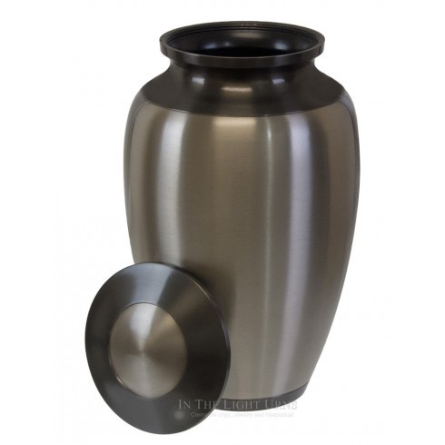 Beautiful Signature Cremation Urn - 10 3/4" High, 228 Cubic Inches | Metal With Black & Pewter Finish, Threaded Lid For Permanent Sealing, Signature-friendly Design