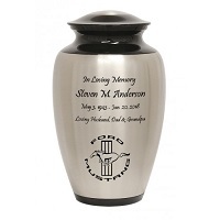 Beautiful Signature Cremation Urn - 10 3/4" High, 228 Cubic Inches | Metal With Black & Pewter Finish, Threaded Lid For Permanent Sealing, Signature-friendly Design
