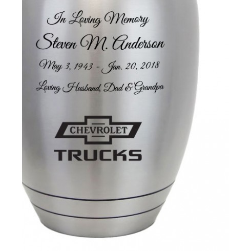 Silver Chevy Trucks Emblem Pewter Car Urn