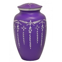 Purple Marbled Pewter Cremation Urn - 12.5" Tall & 8" Wide, Genuine Aluminum With Elegant Hand-painted Finish
