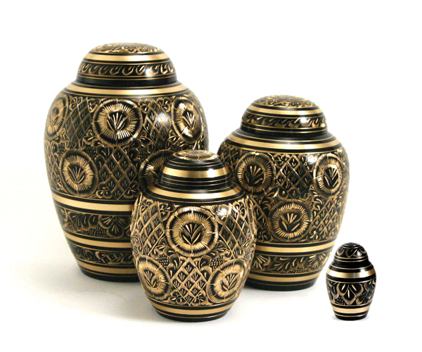 Brass Cremation Urn - 100% Brass & Aluminum, Handcrafted By Artisans | Heart Keepsake And Small Keepsake Included