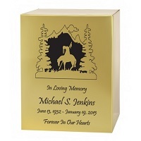 Gold Budded Cross Brass Memorial Urn