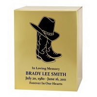 Gold Budded Cross Brass Memorial Urn