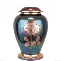 Green Celtic Cross Raku Brass Cremation Urn