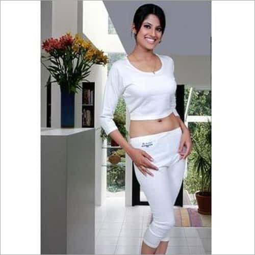 Ladies White Plain Thermal Inner Suit