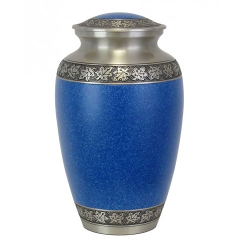 Loving Heart Family Tree Cremation Urn - Brass Metal, 10 3/4" Height, Matte Olive Green With Gold Trim - Engraved Family Tree Design