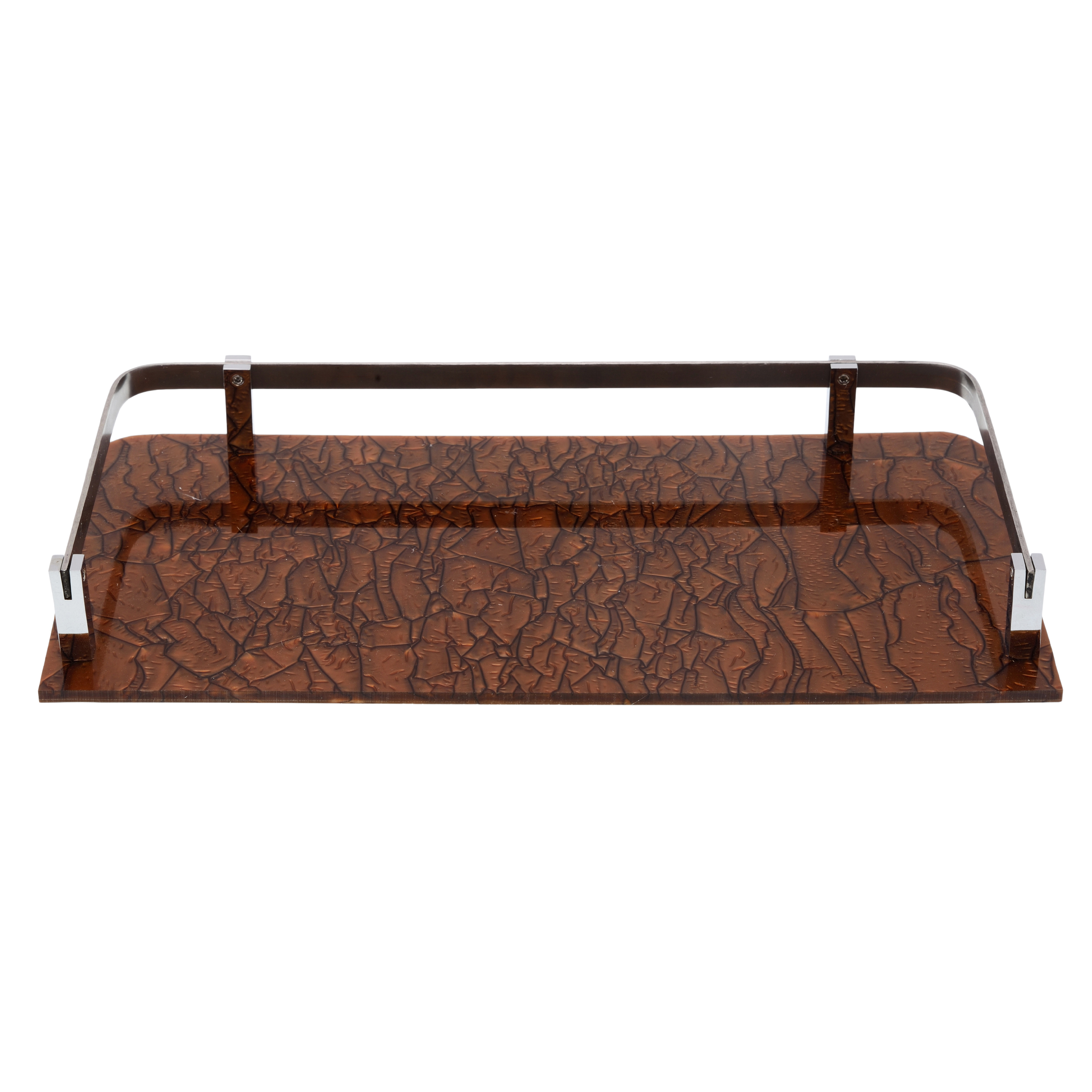 Luxurious Marble Acrylic Shelf - 12x6 Inch | White, Light Blue, Brown With Heavy Stainless Steel Railing And Brass Brackets