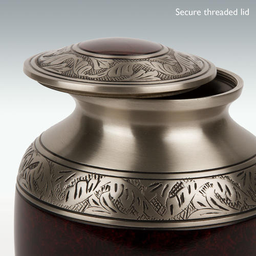 Brown & Gold Small Laurel Leaf Brass Cremation Urn Engravable