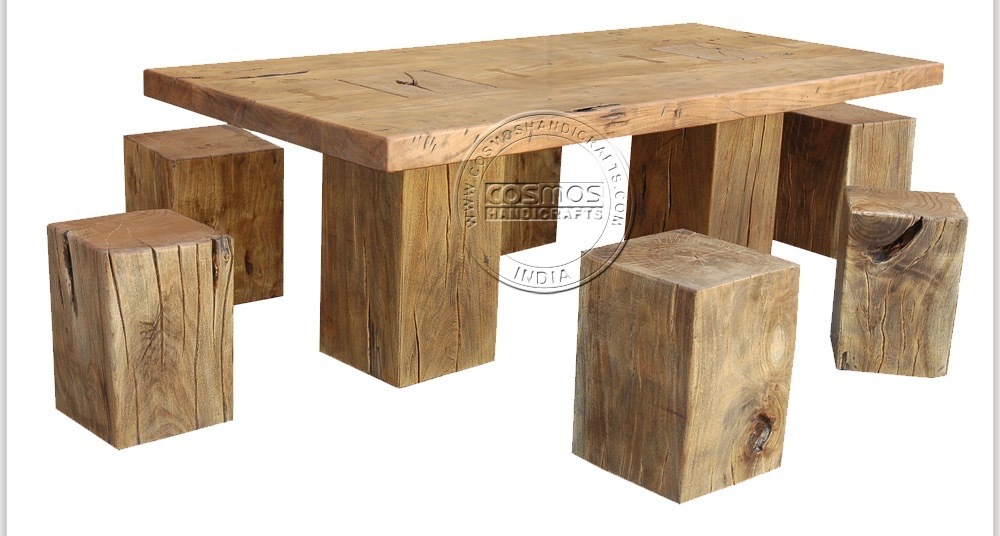 Dining Table - Wood And Iron, Antique Style With Smooth Glossy Finish, Customizable Shape And Seating Options, 1 Year Warranty