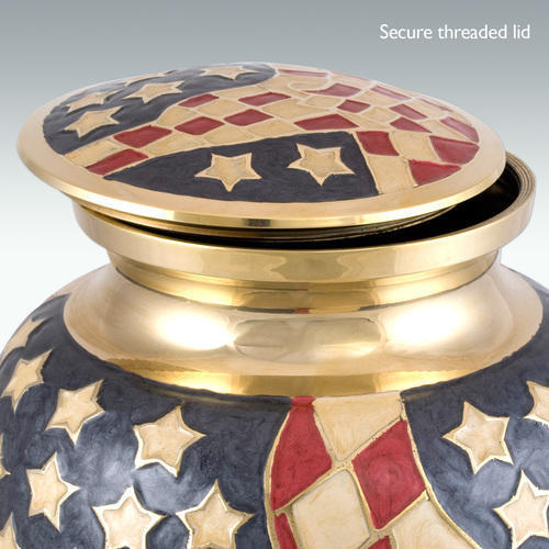 Multi-color Medium Old Glory Brass Cremation Urn