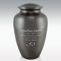Silver Large Black & Red Brushed Cremation Urn Engravable