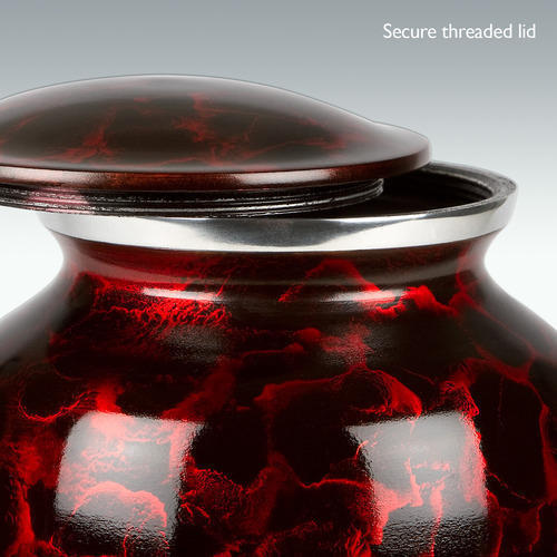 Silver Large Black & Red Brushed Cremation Urn Engravable