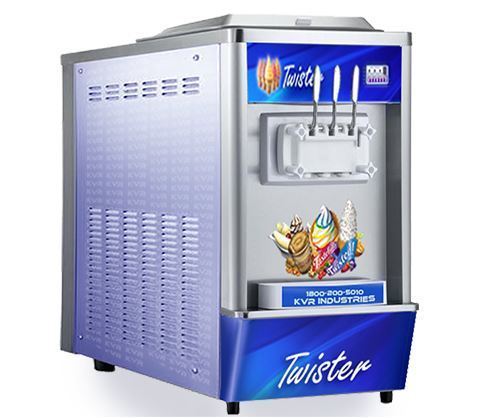 Ice Cream Freezer - Stainless Steel, Automatic Soft Serve Twister Model | LED Display, 260 Cone/hr Output, 2+1 Mix Options, Durable Design