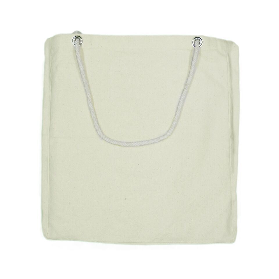 Recyclable Shopping Bags - 100% Cotton, 15.5x14x5 Inches, Off-white | Lightweight, Trendy Design, Durable Eyelet Handles