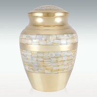 Silver Large Brass Nickel Mother Of Pearl Cremation Urn