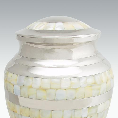 Silver Large Brass Nickel Mother Of Pearl Cremation Urn