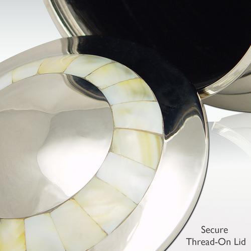 Silver Large Brass Nickel Mother Of Pearl Cremation Urn