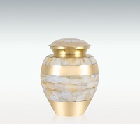 Silver Large Brass Nickel Mother Of Pearl Cremation Urn