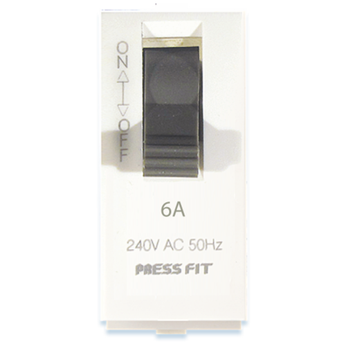 Pressfit Edge Single Pole Mini MCB Switch - Plastic Material, 6 Amp to 32 Amp Current Rating, White Color | Automated Power Supply Cut-Off