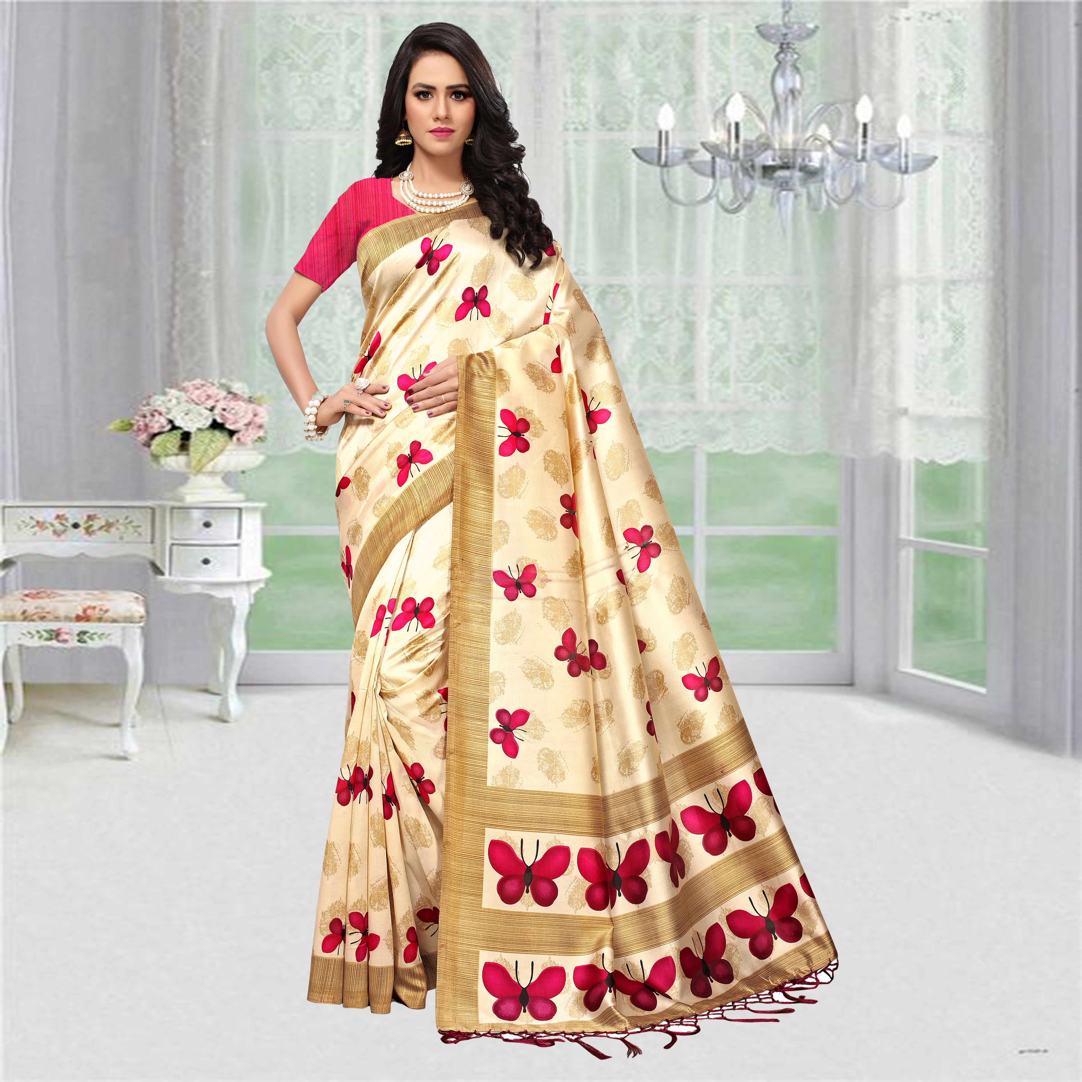 Animal Print Mysore Silk Saree