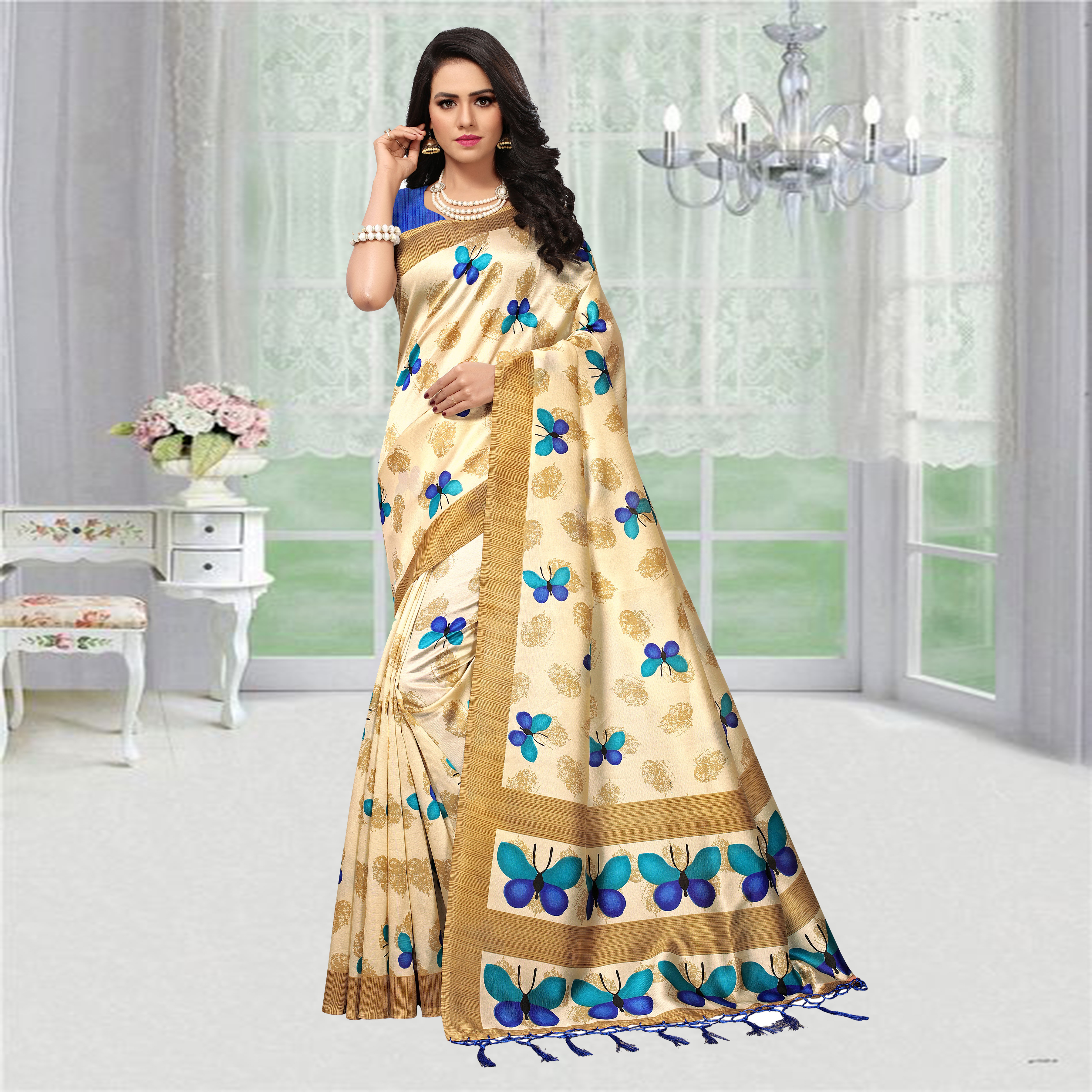 Animal Print Mysore Silk Saree
