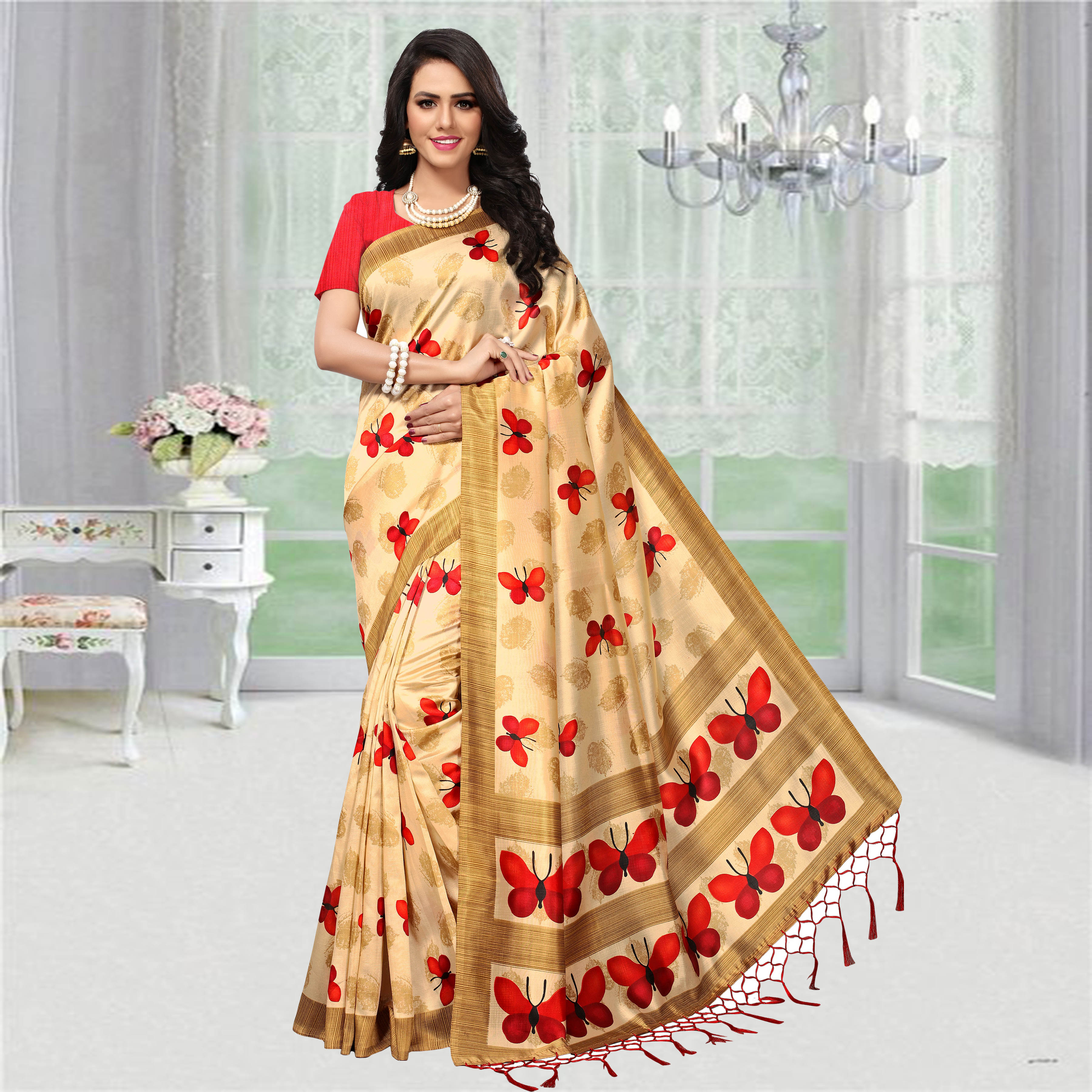 Animal Print Mysore Silk Saree