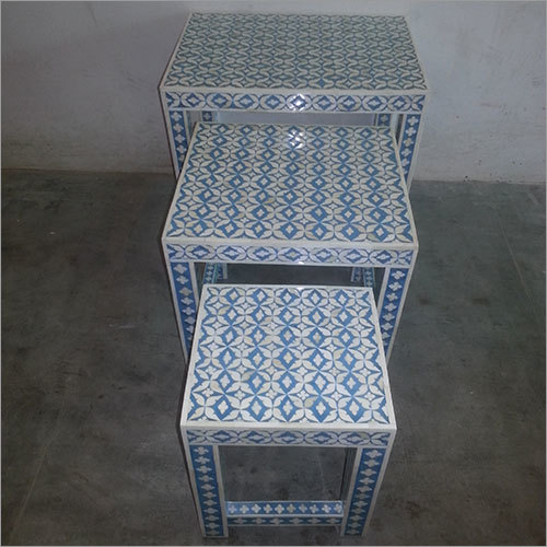 Bone Inlay Table Set of Three