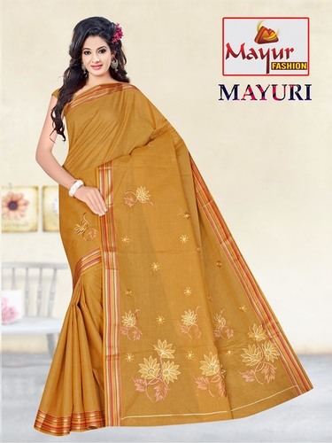 16 Ladies Cotton Embroidery Saree
