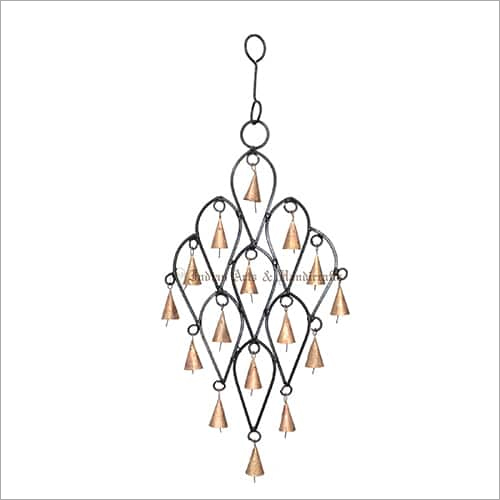 Iron Wind Chime - Premium Grade Iron, Intricate Design with Brass Bells | Elegant Decoration for Balcony and Entrance, Easy to Hang