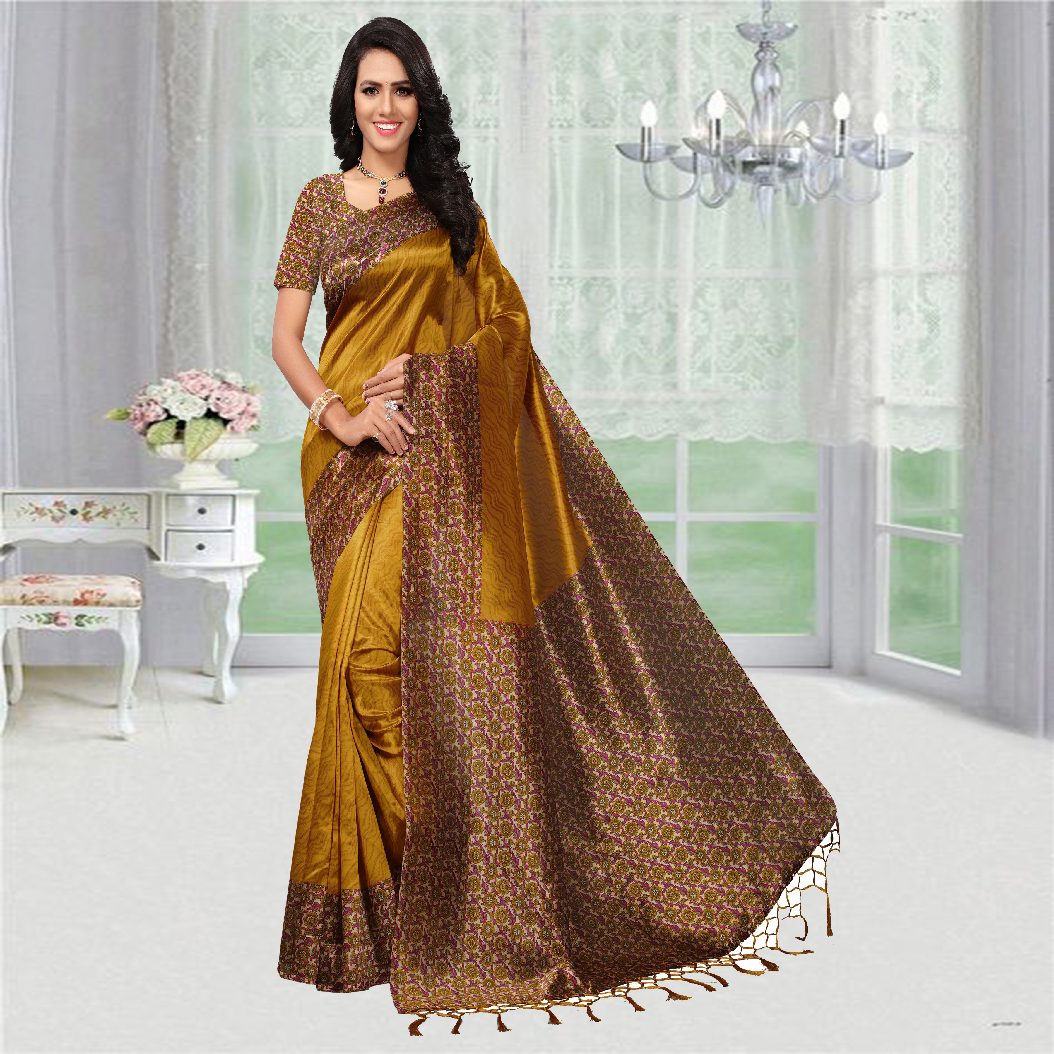 Deep Purple Color Plain Mysore Silk Saree