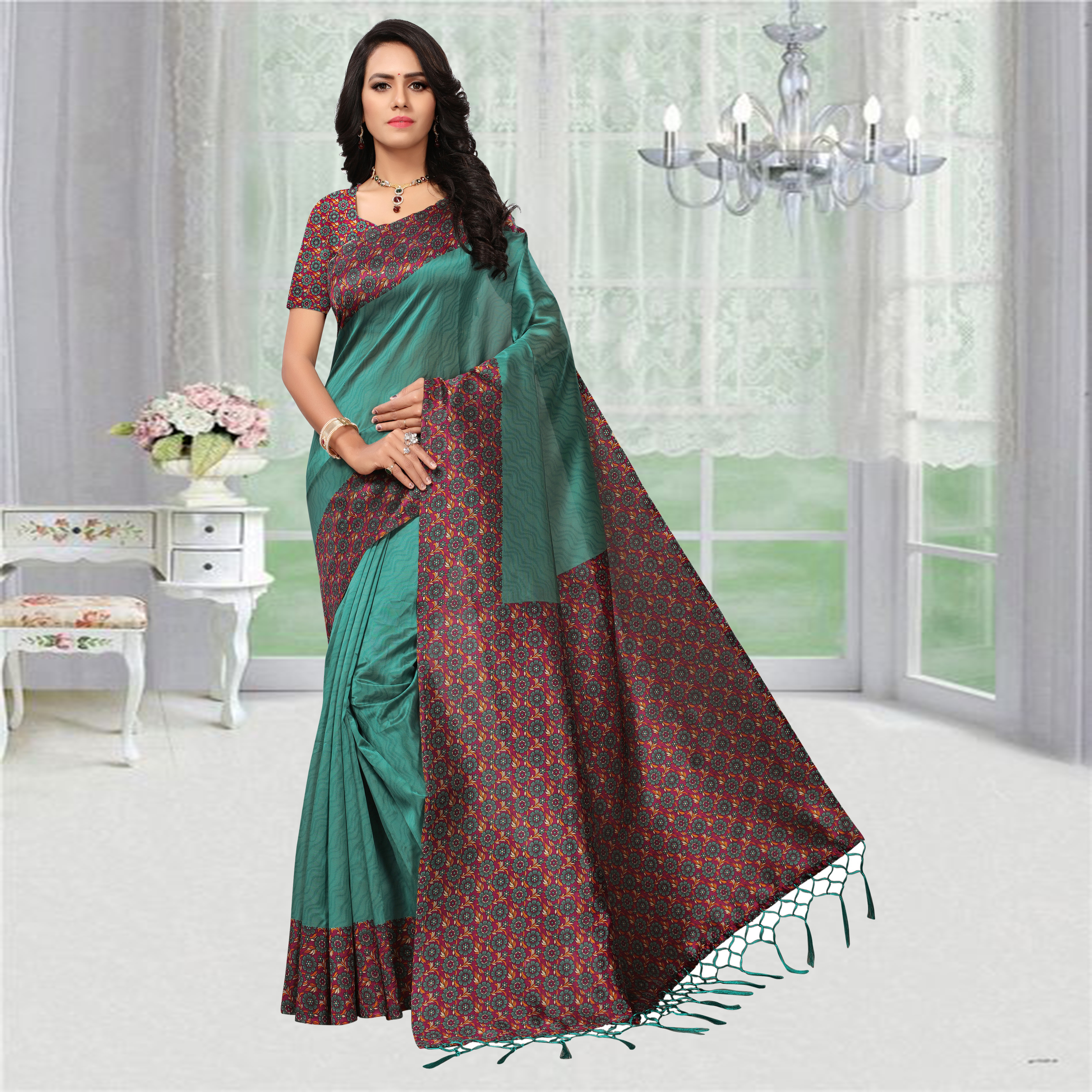 Deep Purple Color Plain Mysore Silk Saree