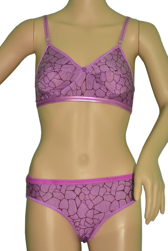 Bra Panty Set - Printed Design, Size 32-36 for Girls