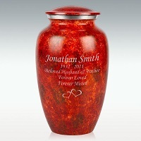 Red Large Falling Leaves Cremation Urn
