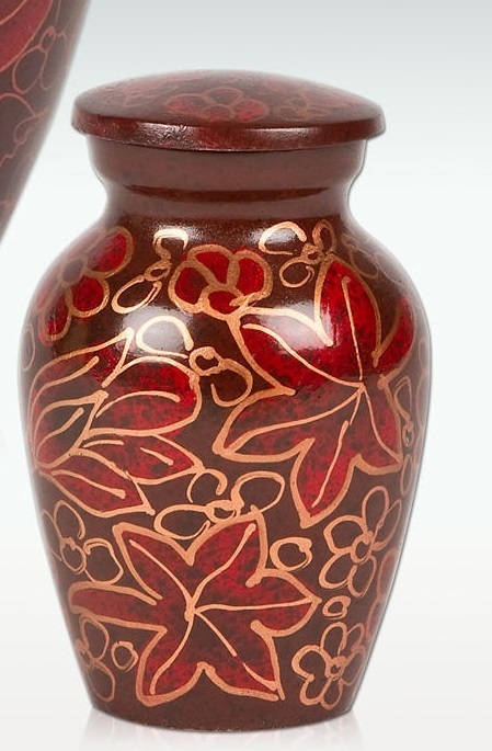 Red Large Falling Leaves Cremation Urn