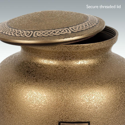 Yellow Celtic Knot Cross Brass Cremation Urn Engravable