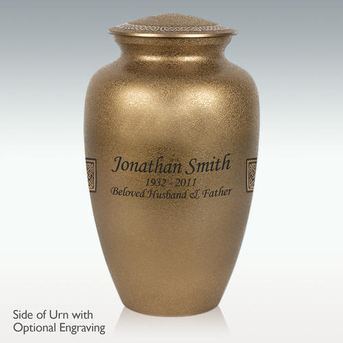 Yellow Celtic Knot Cross Brass Cremation Urn Engravable