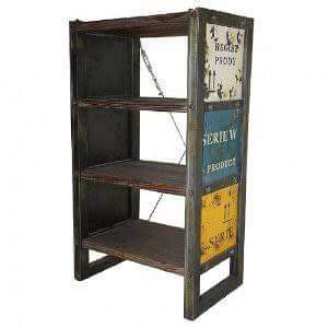 Wooden Corner - Wood, Metal | 30 x 30 x 60 cm, Distressed Brown Finish, 3 Shelves, Industrial Style, 10 kg Weight Capacity per Shelf