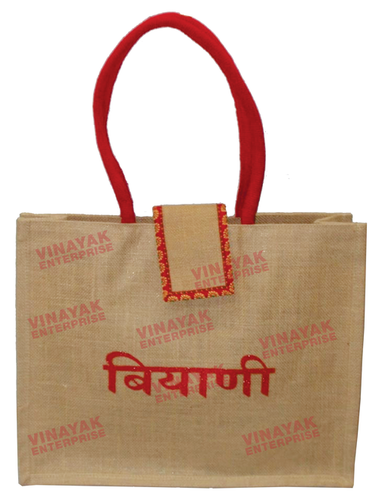 ब्राउन जूट फैंसी बैग