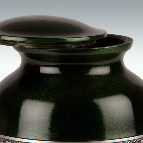 Shiny Green & Silver Earth Blooms Cremation Urn Engravable